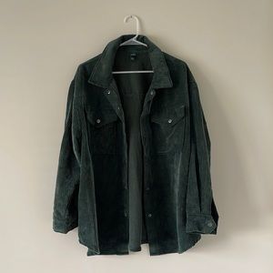 Green corduroy shirt jacket